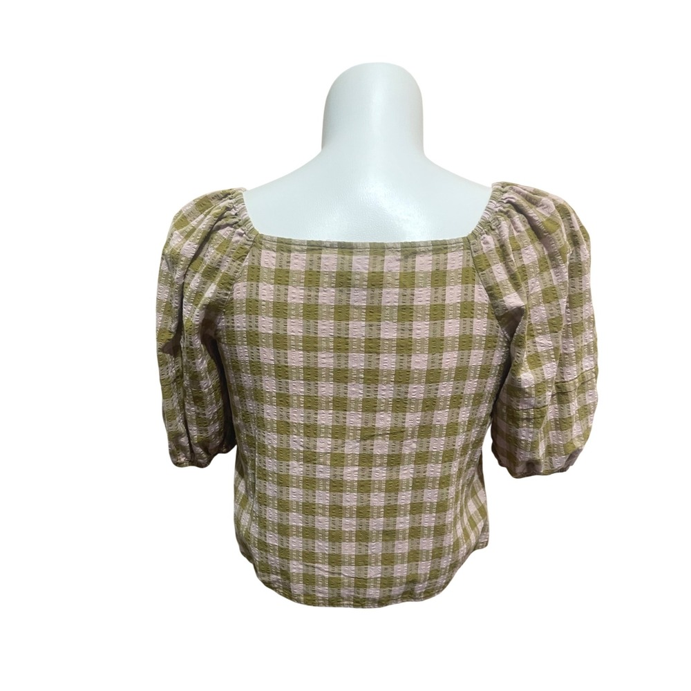Universal Thread Gingham Puff Sleeve Blouse M Gre… - image 5
